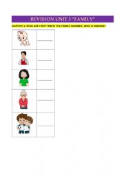 English Worksheet: Family revision for kids