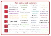 English Worksheet: Roll & Read & Draw