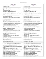 English Worksheet: Reported Speech-Song Rumor Has It