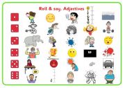 English Worksheet: Roll & Adjectives