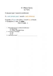English Worksheet: Second Conditional If I were sorry song