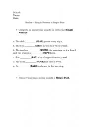 English Worksheet: Simple Present and Past worksheet