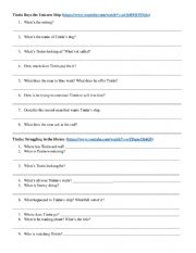 English Worksheet: Tintin - Buying the Unicorn Ship & The Library