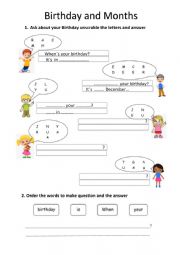 English Worksheet: Months of the year