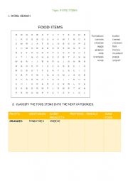 English Worksheet: FOOD