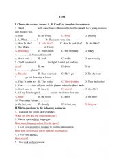 English Worksheet: final test