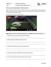 English Worksheet: The True Cost of Fast Fashion_Video and Questions