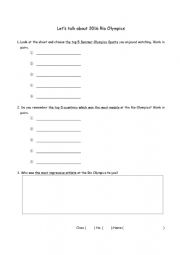 English Worksheet: Rio Olympics