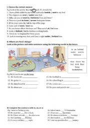 English Worksheet: Prepositions of time and place