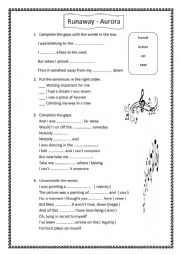 English Worksheet: past tense song