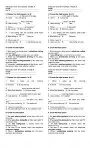 English Worksheet: Past simple Past Continous Test