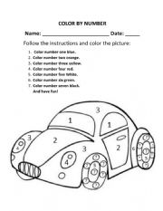 English Worksheet: Color by number #1