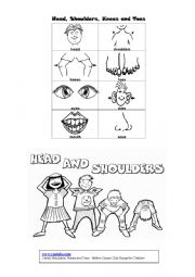 English Worksheet: Head, shoulders, knees and toes worksheet