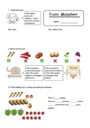 English Worksheet: Fruits Worksheet