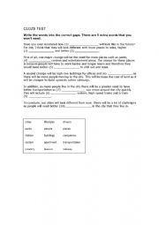 English Worksheet: CLOZE TEST