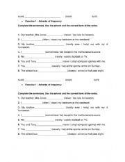 English Worksheet: Adverbios de frecuencia.