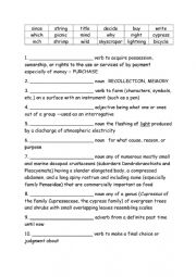 English Worksheet: Spelling Words Definitions Grade 4 Week 5