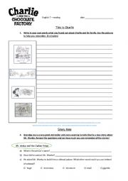 English Worksheet: Charlie and the Chocolate Factory - chapter revision 