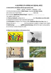 English worksheet: american visual arts