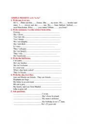 English Worksheet: Review of the  verb to be in the simple present