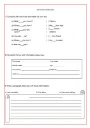 English Worksheet: Personal informations