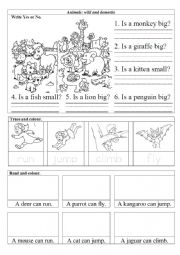 English Worksheet: Animals: wild and domestic