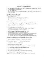 English Worksheet: Ellipsis