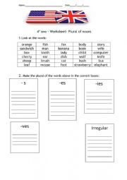 English Worksheet: Plural of nouns