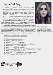 English Worksheet: Lana Del Rey