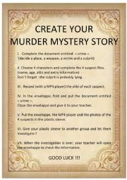 English Worksheet: Create your murder mystery story