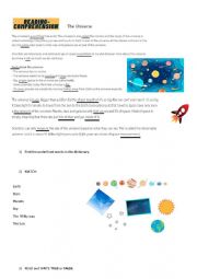 English Worksheet: Reading - comprehension The universe