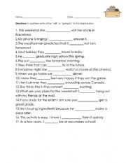 English Worksheet: Will vs Going To