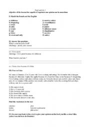 English Worksheet: food activity 