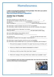 English Worksheet: Four Skills Lesson 7 - Homelessness