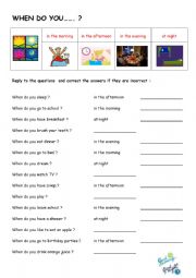 English Worksheet: When do you ... ?