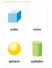 English Worksheet: 3d shapes flash cards