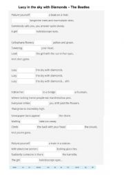 English Worksheet: Lucy in the Sky with diamonds - Complete the song
