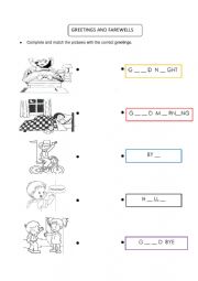 English Worksheet: FAREWELLS