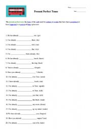 Present Prefect Tense Worksheet 