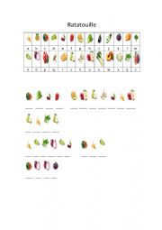 English Worksheet: Ratatouille cryptogram