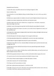 English Worksheet: History Questions