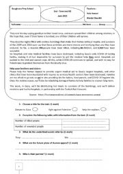English Worksheet: 9th form End- term test N2