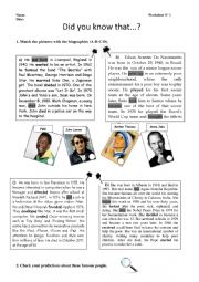 English Worksheet: Biographies