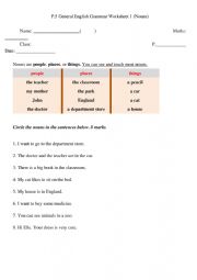English Worksheet: nouns