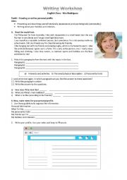 English Worksheet: Writing Task _ a Personal Profile