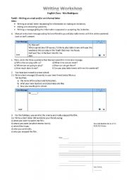 English Worksheet: Writing Task _ an email / an informal letter
