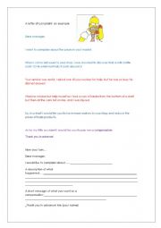 English Worksheet: a letter of complaint