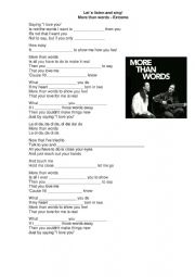 English Worksheet: more than words. listening exercise