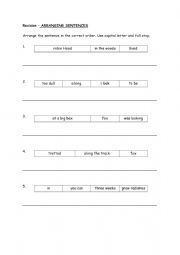 English Worksheet: Arranging sentences