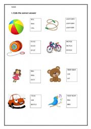 English Worksheet: Toys and School Things, let�s begin unit 1 